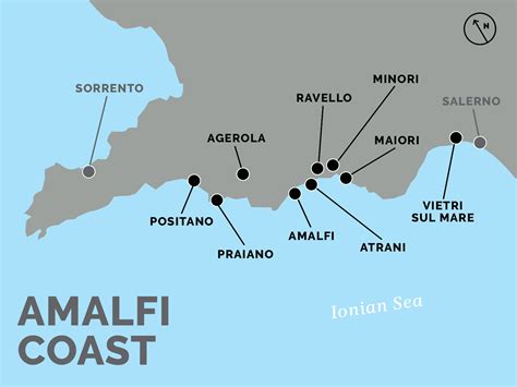Map of Italy's Amalfi Coast